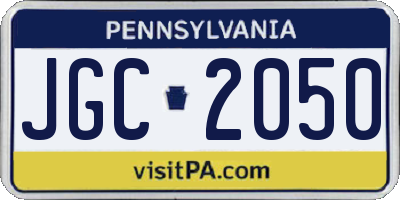 PA license plate JGC2050
