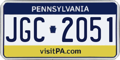 PA license plate JGC2051