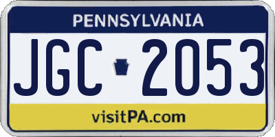 PA license plate JGC2053