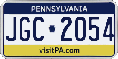 PA license plate JGC2054