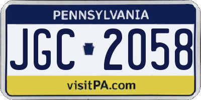 PA license plate JGC2058