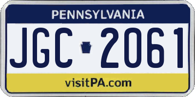PA license plate JGC2061