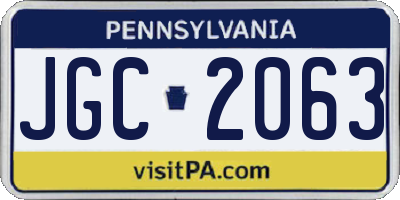 PA license plate JGC2063