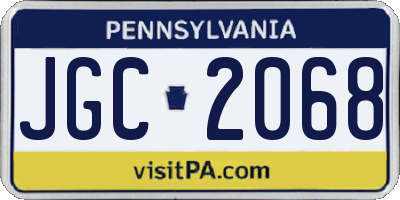 PA license plate JGC2068