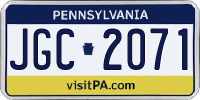PA license plate JGC2071