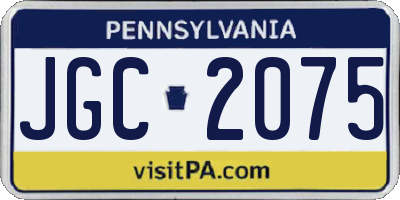 PA license plate JGC2075