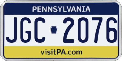 PA license plate JGC2076