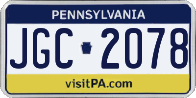 PA license plate JGC2078