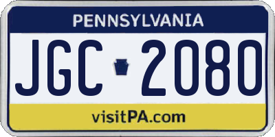 PA license plate JGC2080