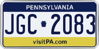 PA license plate JGC2083