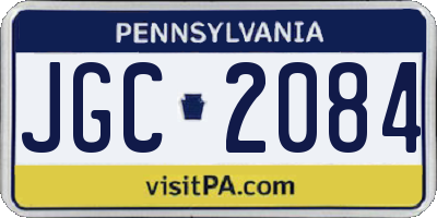 PA license plate JGC2084