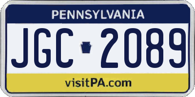 PA license plate JGC2089