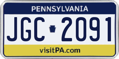 PA license plate JGC2091