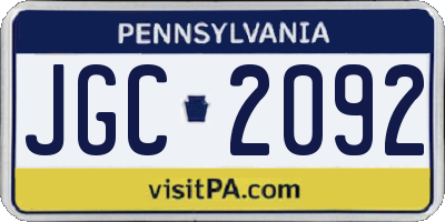 PA license plate JGC2092