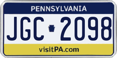 PA license plate JGC2098