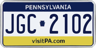PA license plate JGC2102