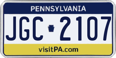PA license plate JGC2107