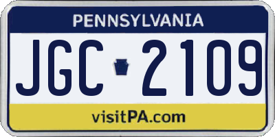 PA license plate JGC2109