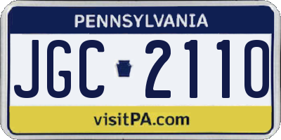 PA license plate JGC2110