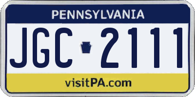 PA license plate JGC2111