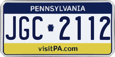 PA license plate JGC2112