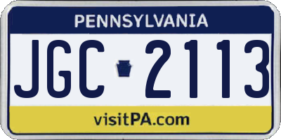 PA license plate JGC2113