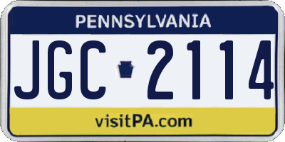 PA license plate JGC2114