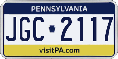 PA license plate JGC2117