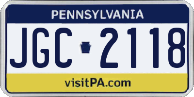 PA license plate JGC2118