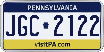 PA license plate JGC2122