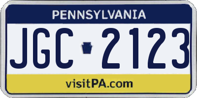 PA license plate JGC2123