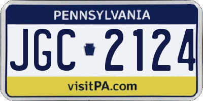 PA license plate JGC2124