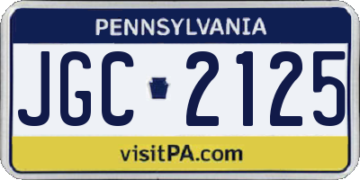PA license plate JGC2125