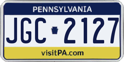 PA license plate JGC2127