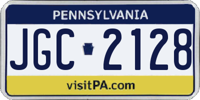 PA license plate JGC2128