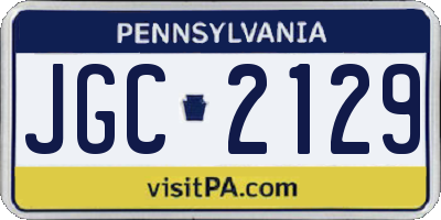 PA license plate JGC2129