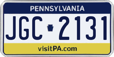 PA license plate JGC2131