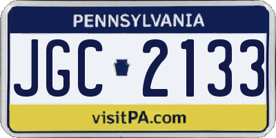 PA license plate JGC2133