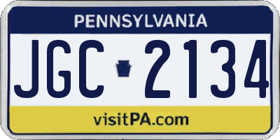 PA license plate JGC2134