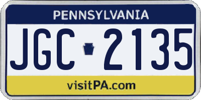 PA license plate JGC2135
