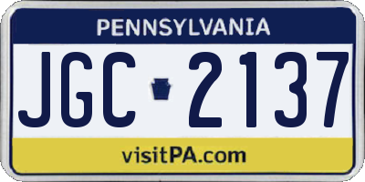 PA license plate JGC2137