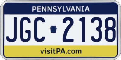 PA license plate JGC2138