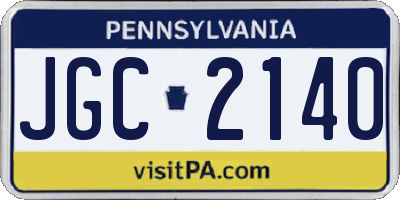 PA license plate JGC2140