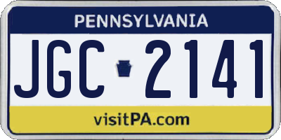 PA license plate JGC2141
