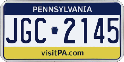 PA license plate JGC2145