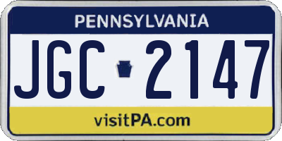 PA license plate JGC2147