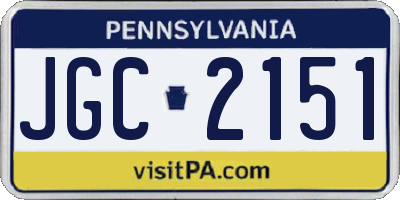 PA license plate JGC2151