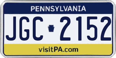 PA license plate JGC2152