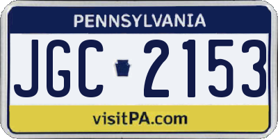 PA license plate JGC2153