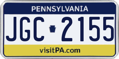 PA license plate JGC2155
